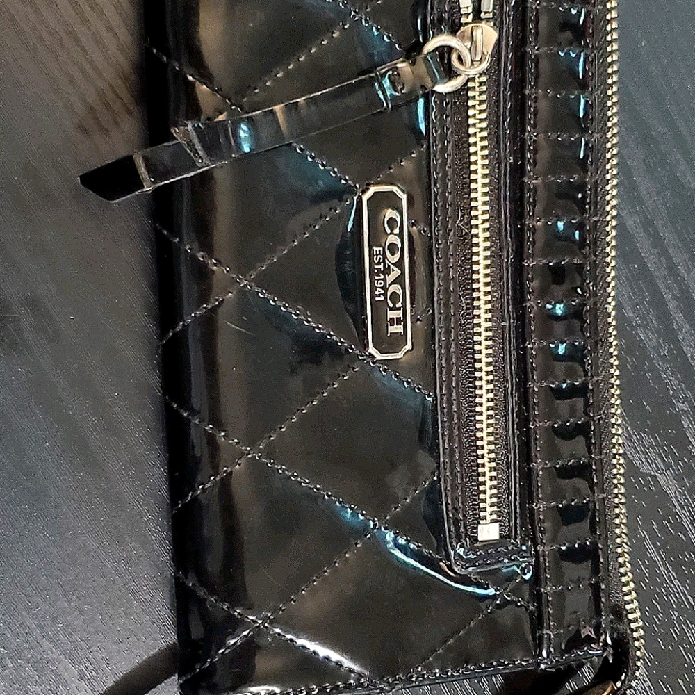 Black Patent Leather Coach Wristlet